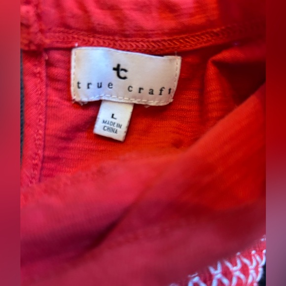 True Craft Red Smocked Babydoll Tank Top Size Large - Picture 5 of 8